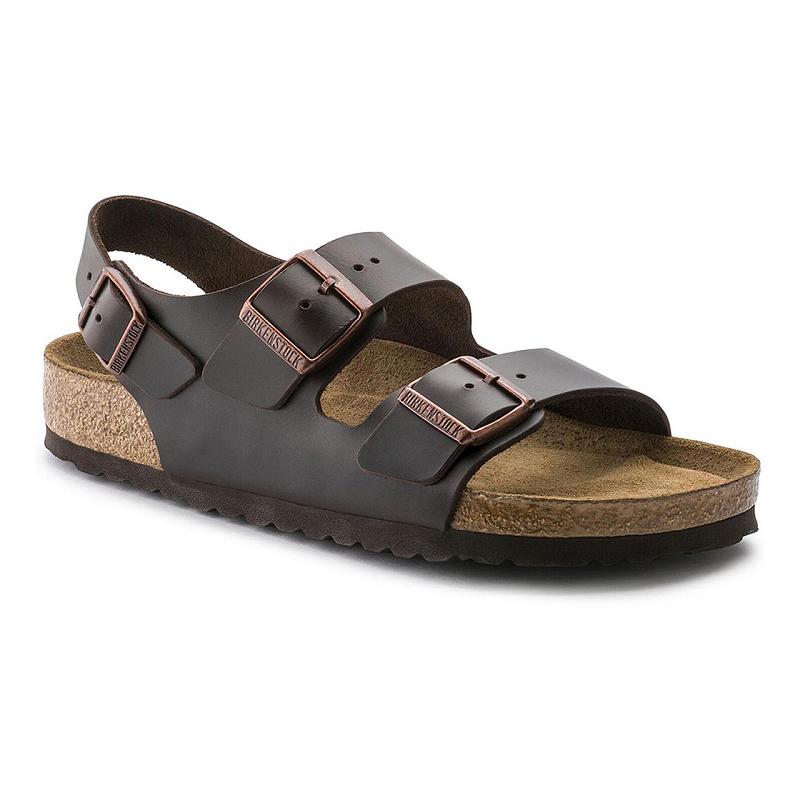 Birkenstock Milano Soft Footbed Amalfi Læder Sandaler Dame Kaffe | DK 351MQZ